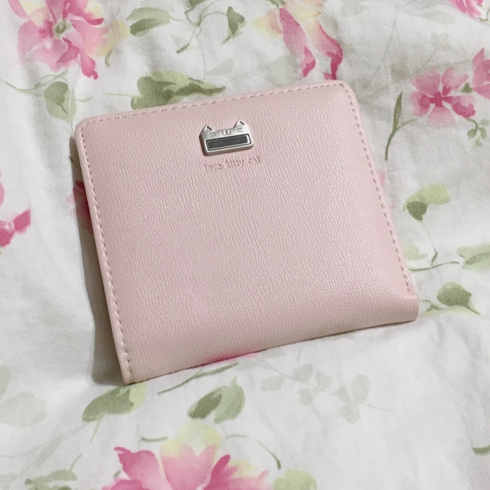 Pink Miniso cat motif bifold wallet